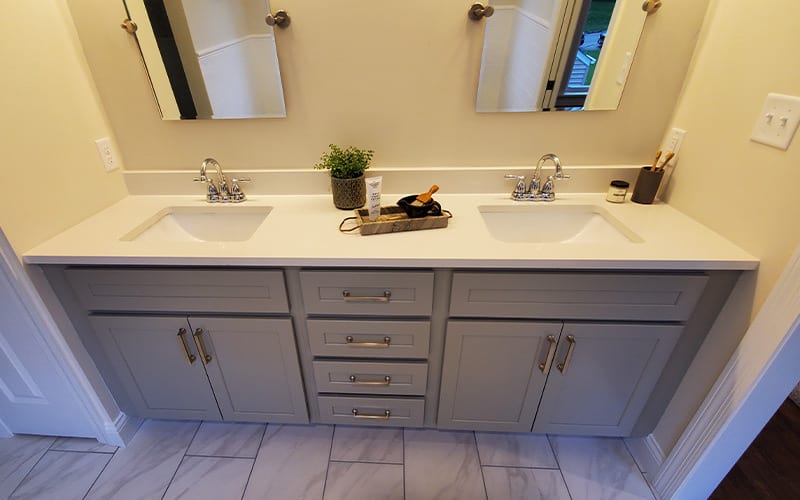 Clean white bathroom vanity