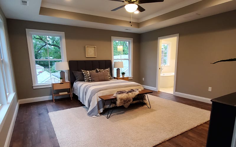 large staged bedroom